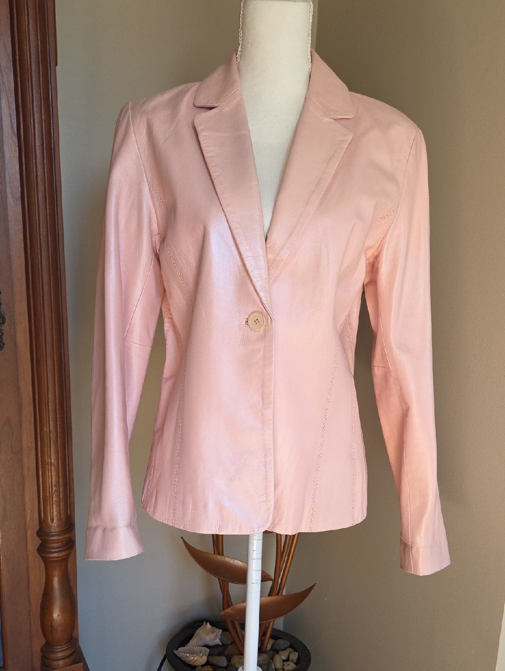 Pink Leather Blazer